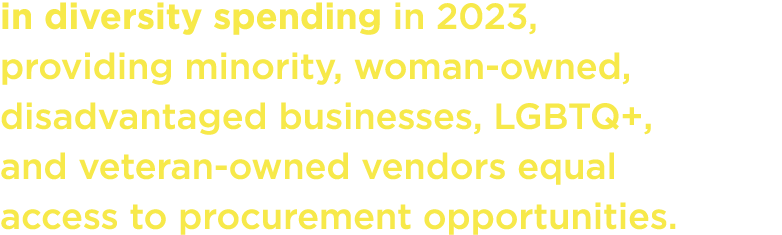 in diversity spending in 2023, providing minority, woman-owned, disadvantaged businesses, LGBTQ+, and veteran-owned v...