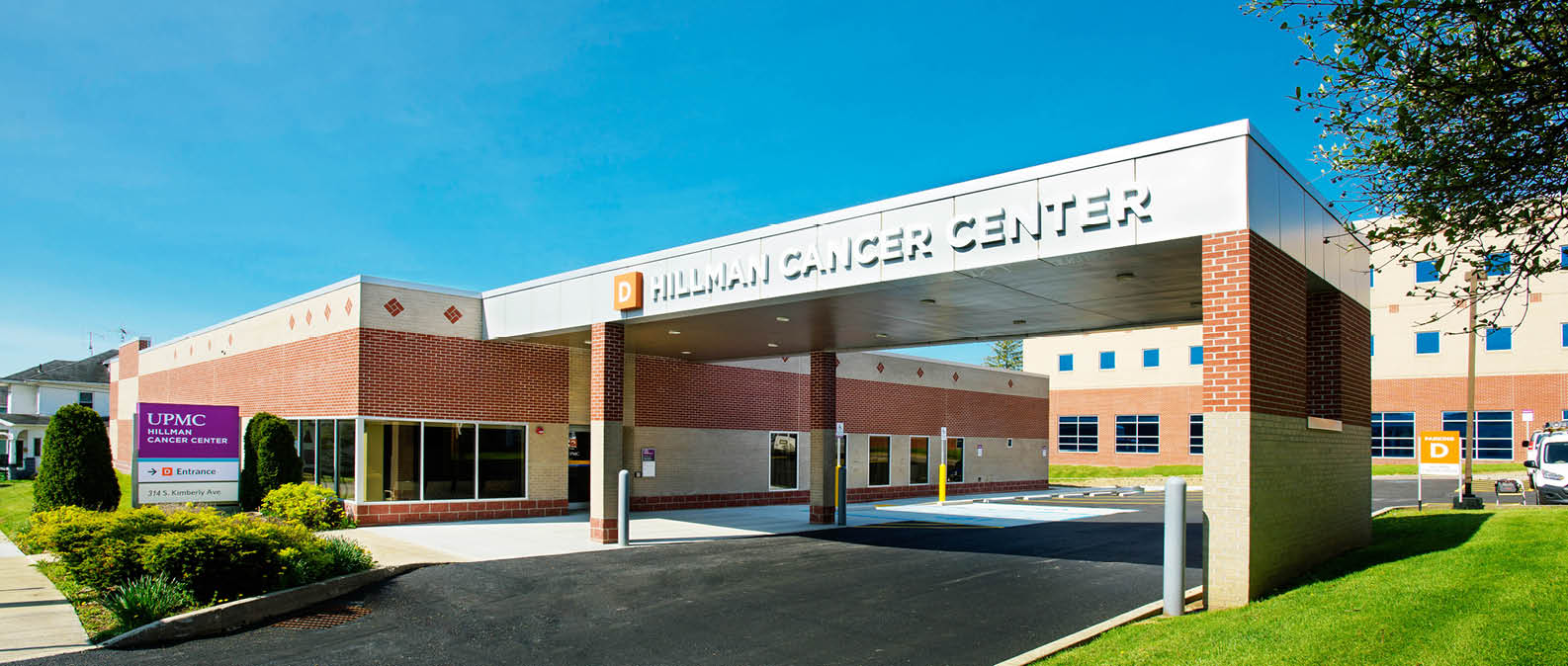 architectural, location,  Cancer Center,  UPMC,  Somerset,  entrance,  exterior,  signage,  HCC - Somerset,  Hillman Cancer Center (HCC),  REPRO,  sign UPMC Hillman Cancer Center (HCC) - Somerset; 314 S. Kimberly Avenue, Somerset, PA 15501; exterior; outdoor; outside; location; architectural; entrance; signage; REPRO;