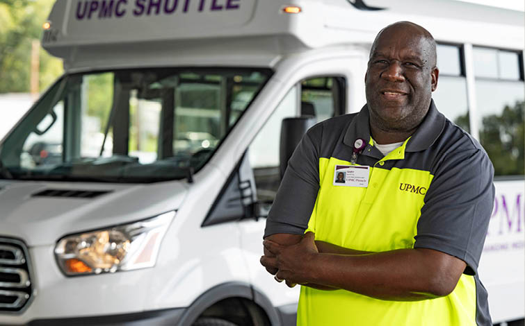 Gary Martin, Harrisburg, Life Changing Is ad campaign, UPMC Bus driver, employee, model released see Ashley DeMoss, portrait. lifestyle, shuttle bus, video production still